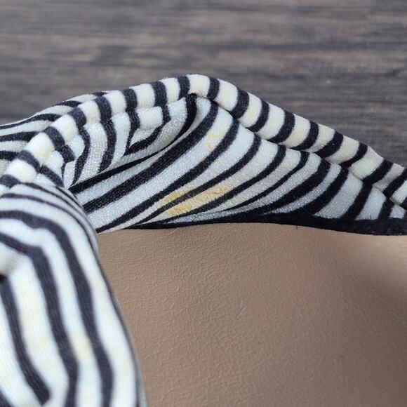 Dolce Vita Jene Block Heel Knotted Strap Stripes Sandals Women's Sz 8 BlackWhite - Picture 8 of 8